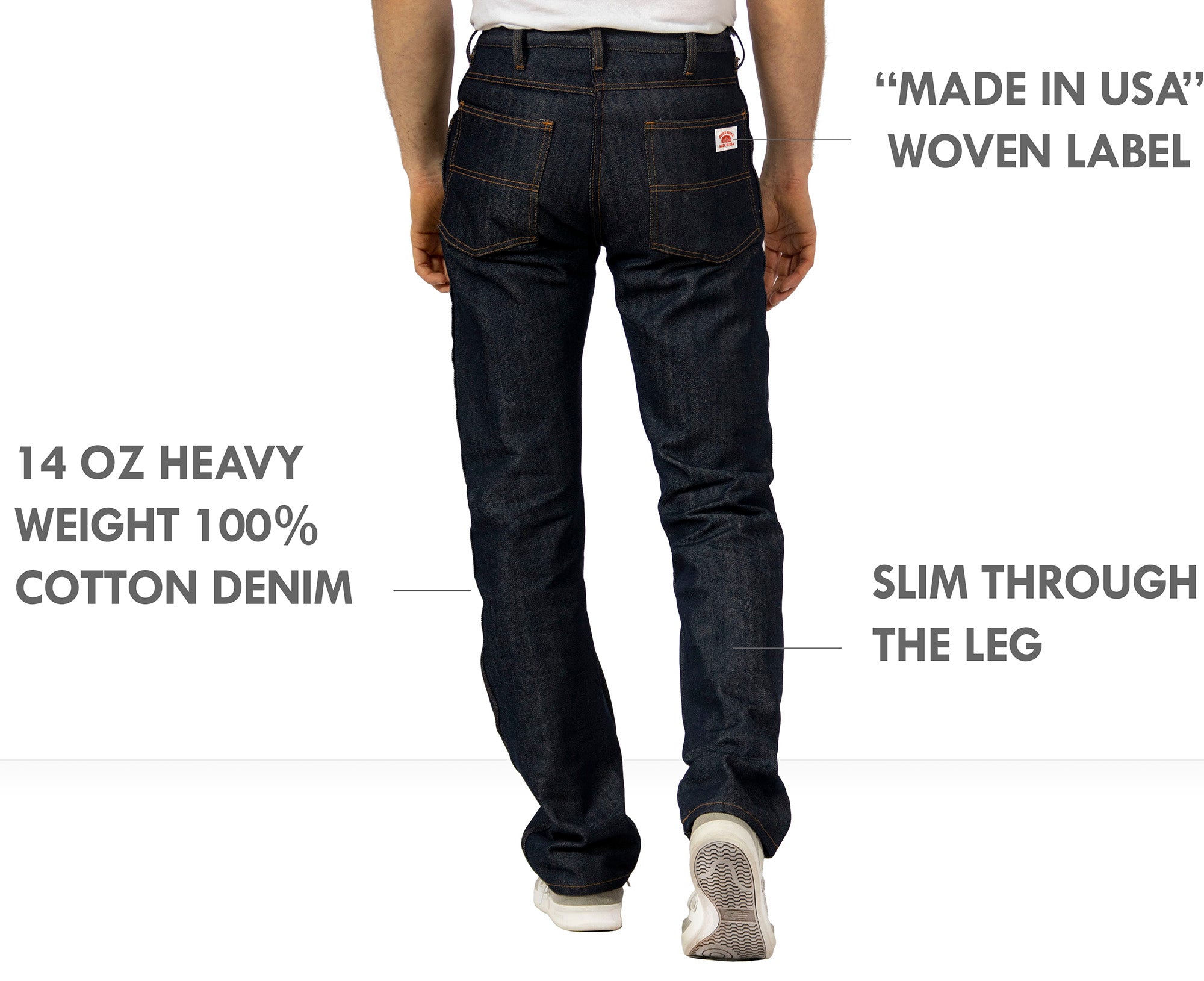 American Made Jeans Slim Fit 14 oz. Jeans Made in USA #182 – Round ...