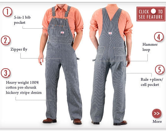 907 Round House Made in USA Low Back Blue Denim Bib Overalls